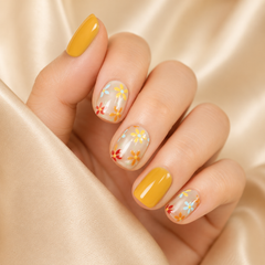 Yellow Daisy Press On Nails | Short Square Floral Fake Nails