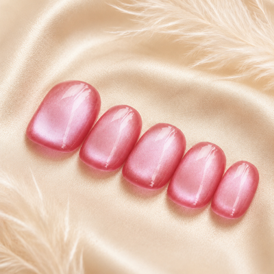 Pink Cat-Eye Press-On Nails – Short Square