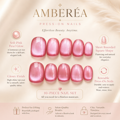 Pink Cat Eye Press On Nails | Short Square Reusable Fake Nails