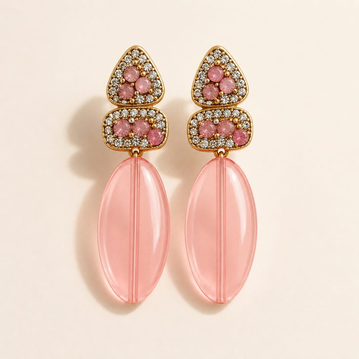 Colorful Crystal Drop Earrings | 4 Color Statement Dangle Earrings