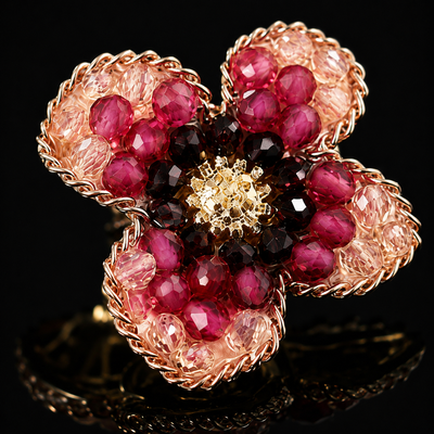 Pink Flower Clip-On Earrings