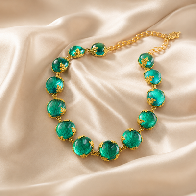 Emerald Green Gold-Tone Statement Necklace