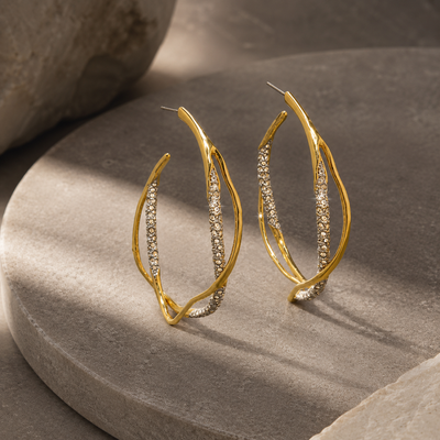 Gold Rhinestone Hoop Earrings