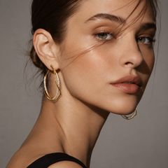 Gold Rhinestone Hoop Earrings | Twisted Crystal Statement Hoops