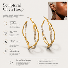 Gold Rhinestone Hoop Earrings | Twisted Crystal Statement Hoops