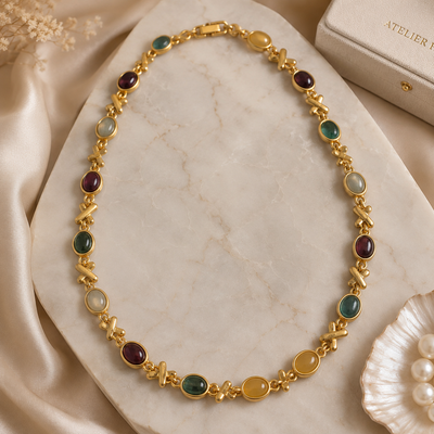 Gold-Tone Green Statement Necklace