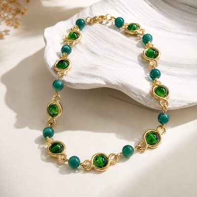Emerald Green Gold-Tone Chain-Link Necklace