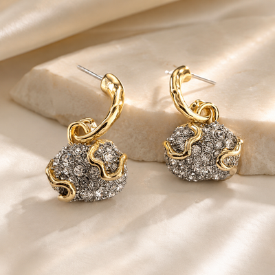 Two Tone Rhinestone Statement Earrings