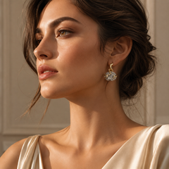 Two Tone Rhinestone Statement Earrings | Gold Silver Crystal Earrings