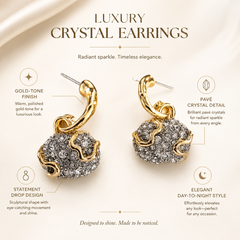 Two Tone Rhinestone Statement Earrings | Gold Silver Crystal Earrings