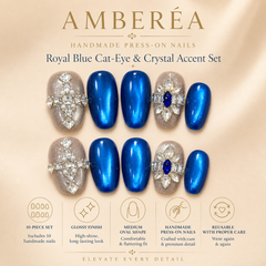 Royal Blue Press On Nails | Handmade Rhinestone Luxury False Nails