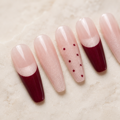 Burgundy Half-Moon French Press-On Nails