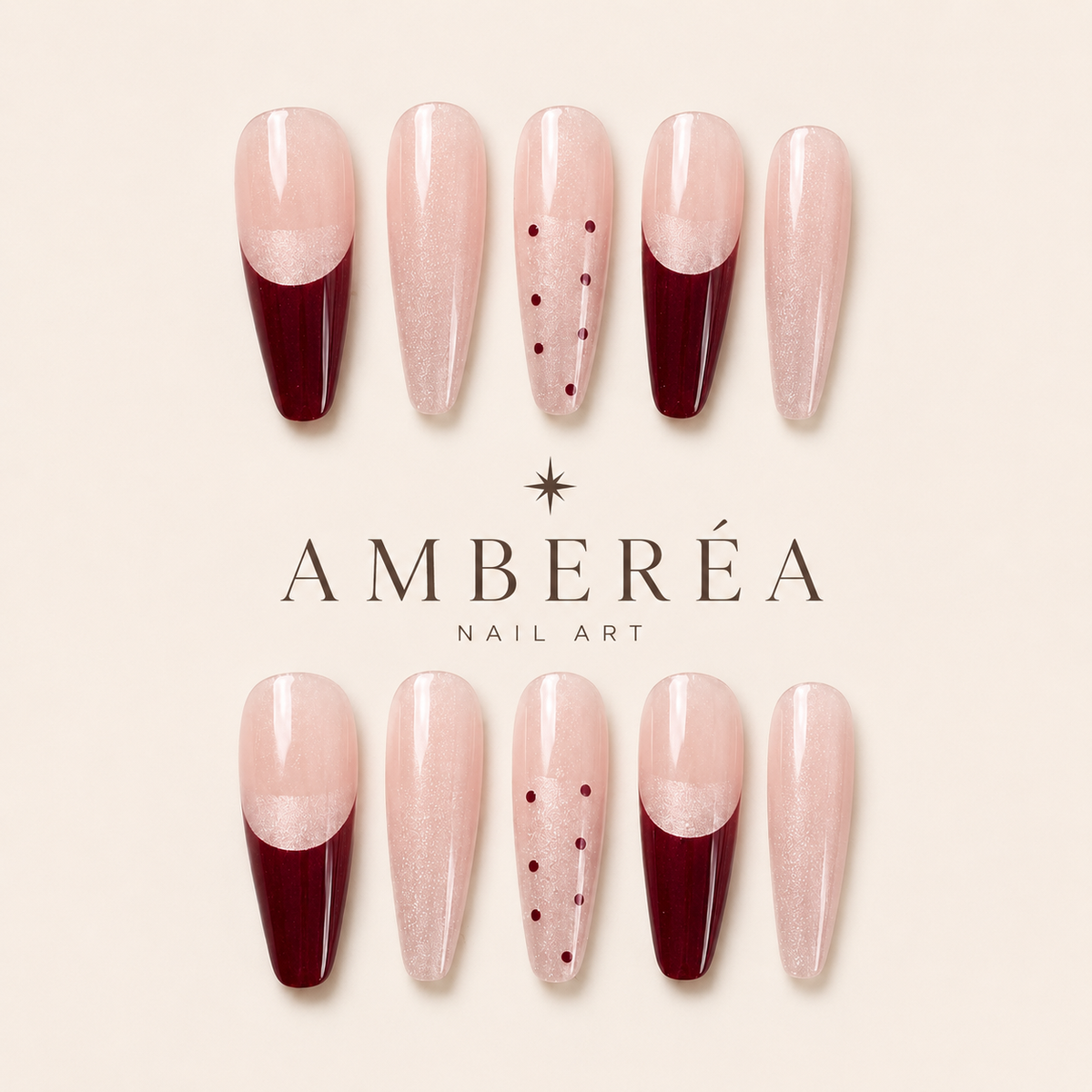 Burgundy Half-Moon French Press-On Nails