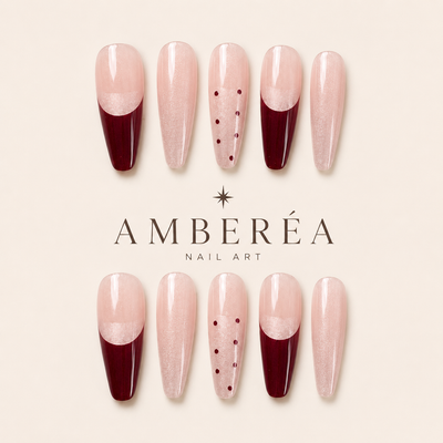 Burgundy Half-Moon French Press-On Nails