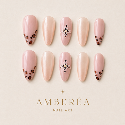 Soft Leopard Flower Press-On Nails