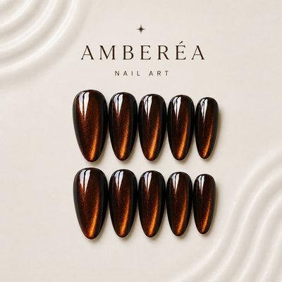 Dark Amber Cat-Eye Press-On Nails