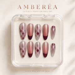 Rose Copper Argyle Cat Eye Press-On Nails