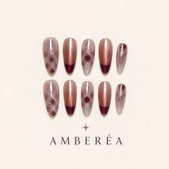 Rose Copper Argyle Cat Eye Press-On Nails