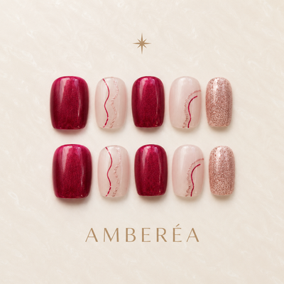 Berry Rose Gold Curve Press-On Nails