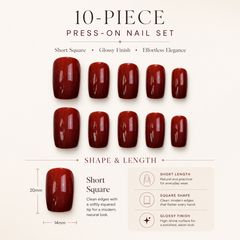 Brick Red Glossy Press-On Nails