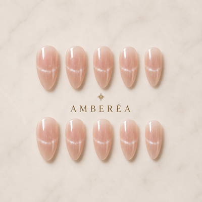 Nude Silver Arc Cat-Eye Press-On Nails