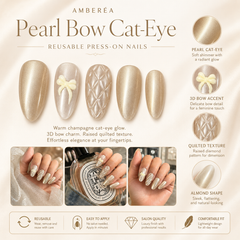 Champagne Knit Bow Press-On Nails