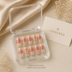 Peach Pearl Butterfly Cat Eye Press-On Nails