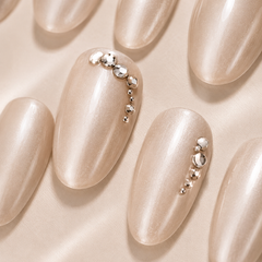 Pearl Crystal Arc Press-On Nails