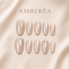 Pearl Crystal Arc Press-On Nails