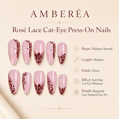 Burgundy Lace Pink Press-On Nails