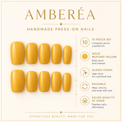Glossy Yellow Press On Nails | Handmade Reusable Short Square Nails by AMBERÉA