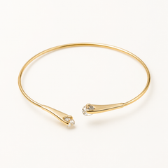 Gold Crystal Open Cuff Bracelet | Minimalist Adjustable Women’s Bangle by AMBERÉA