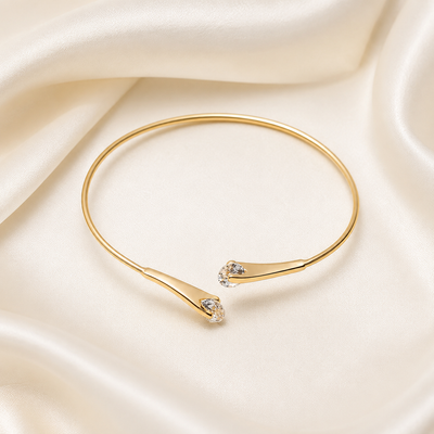 Gold Glass Crystal Open Cuff Bracelet