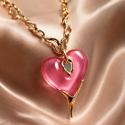 Pink Heart Pendant Necklace