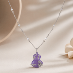 Purple Gourd Jewelry Set | Silver Rhinestone Necklace and Earrings Set by AMBERÉA