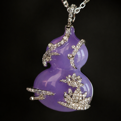 Purple Gourd Jewelry Set | Silver Rhinestone Necklace and Earrings Set by AMBERÉA