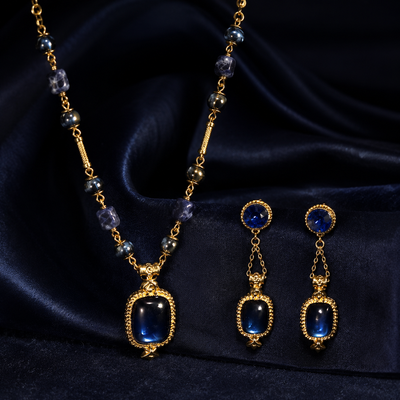 Royal Blue Necklace & Earrings Set