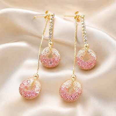 Pink Hollow Ball Drop Earrings