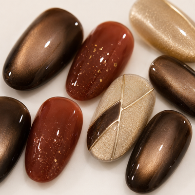 Brown Cat-Eye Press-On Nails