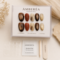 Brown Cat Eye Press On Nails | Autumn Winter Short Oval Nails