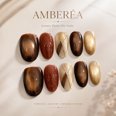 Brown Cat Eye Press On Nails | Autumn Winter Short Oval Nails