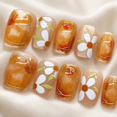 Autumn Daisy Press-On Nails