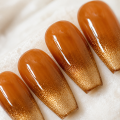 Autumn Amber Ombre Press On Nails | Gold Glitter Coffin Nails