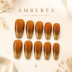 Autumn Amber Ombre Press On Nails | Gold Glitter Coffin Nails