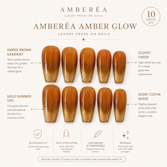 Autumn Amber Ombre Press On Nails | Gold Glitter Coffin Nails