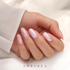 Pink Cat Eye Press On Nails | Blush French Tip Oval Nails