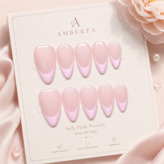 Pink French Tip Press On Nails | Glossy Almond Fake Nails