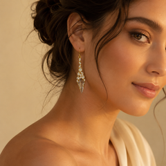 Crystal Chandelier Drop Earrings | Gold Bridal Statement Jewelry