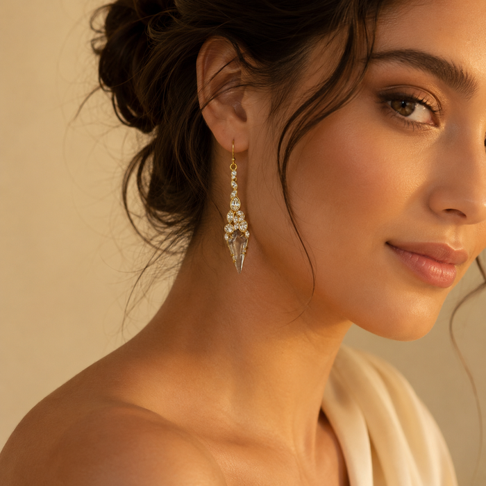 Crystal Chandelier Drop Earrings | Gold Bridal Statement Jewelry