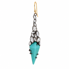 Turquoise Crystal Drop Earrings | Geometric Statement Jewelry